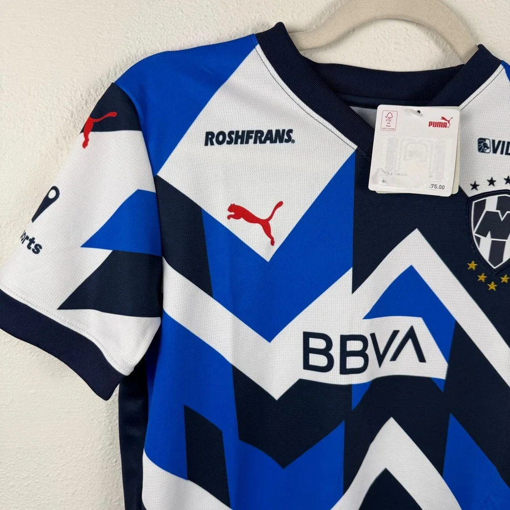 Puma Rayados de Monterrey Kids‎ Soccer Jersey DryCell Blue White BBVA Authentic